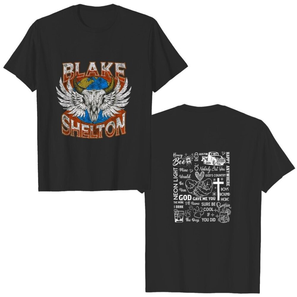 Blake Shelton 2023 Tour Back To Honky Tonky 2 Sided Unisex T-Shirt  73